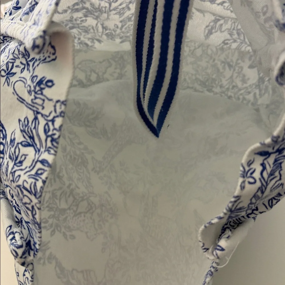 Lilly Pulitzer Blue and White Printed Canvas Tote Bag